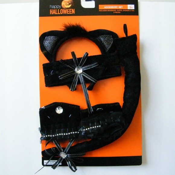 Happy Halloween Accessories Happy Halloween Black Cat Accessories Set Cosplay Headband